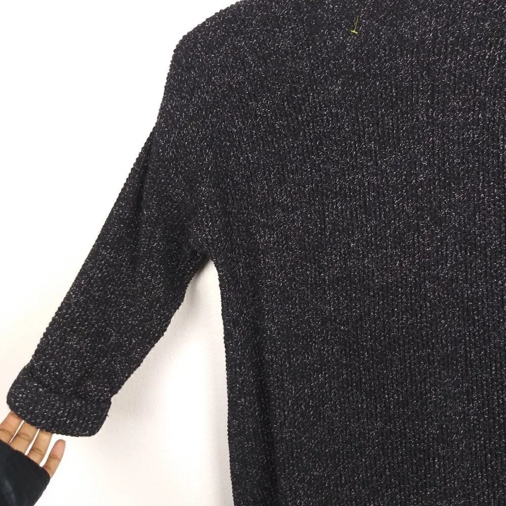 MADEWELL Memento Fringe Cotton open Cardigan Sweater black white size small